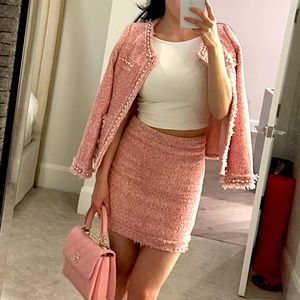 Pink Tweed skirt suit set